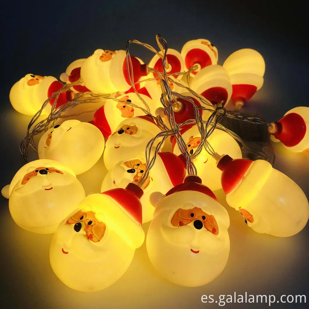 Coloridas luces de cuerda LED festivas con Santa Claus y Snowman